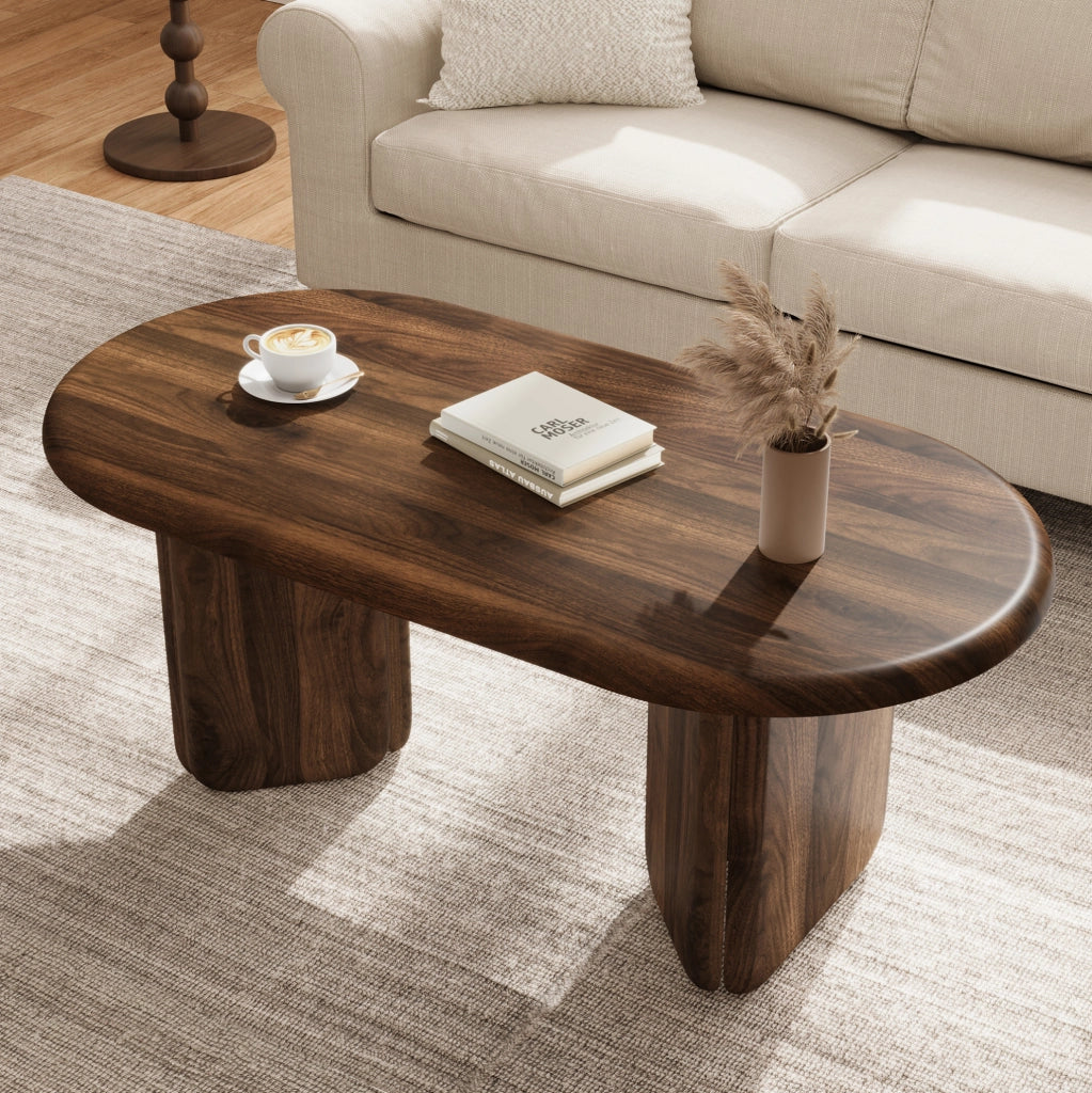 TAVOLINO da Salotto Ovale 99x50x40 cm MDF Effetto Noce