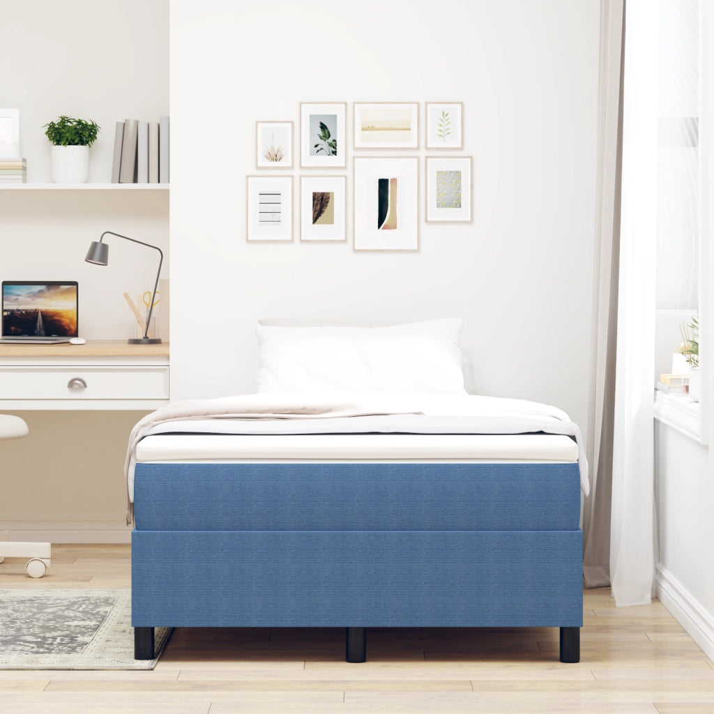 Letto Box Spring Blu 120x200 cm Tessuto in Velluto Corduroy