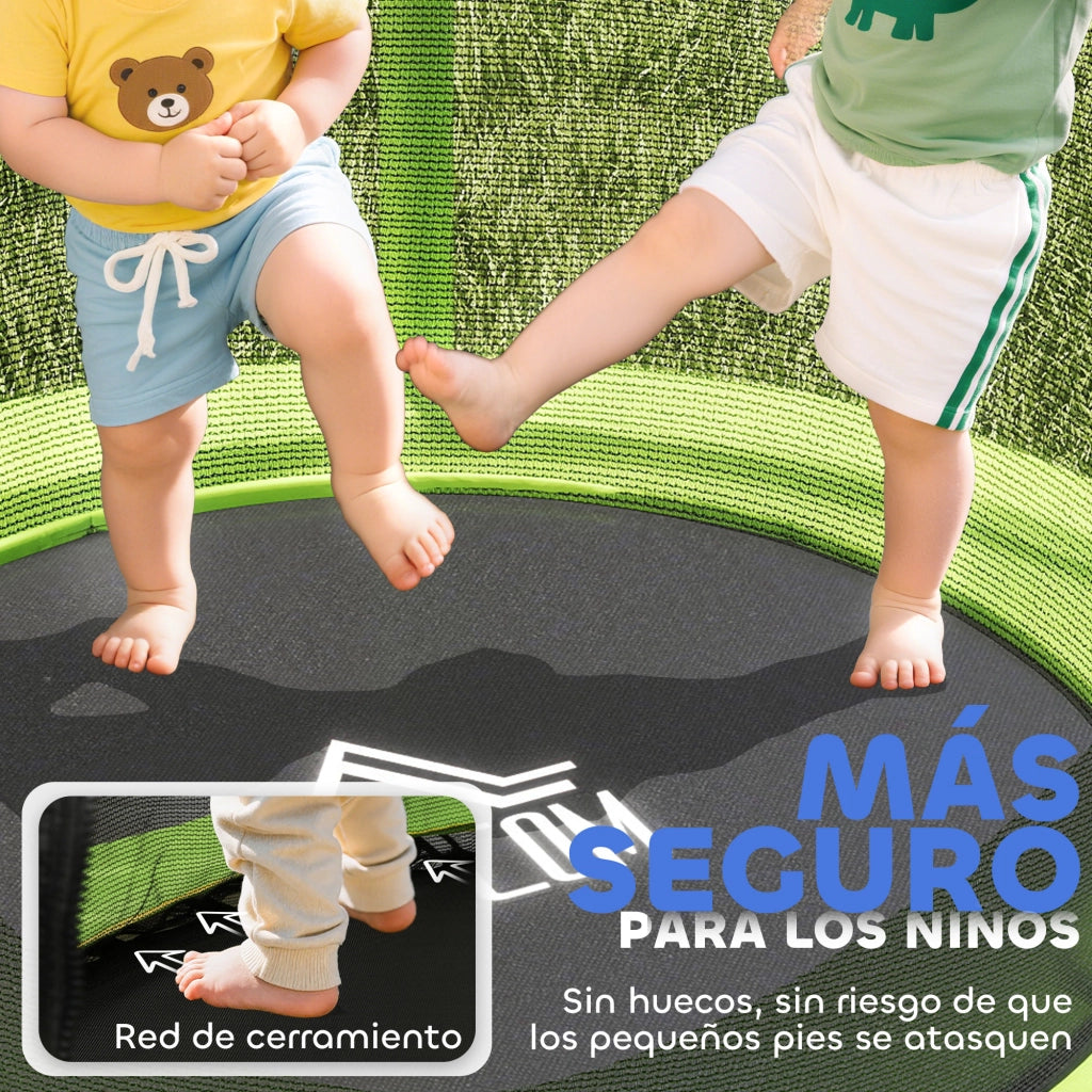 Trampolino per Bambini con Rete di Sicurezza ¨C zephmum ¨C Verde ?140x190 cm