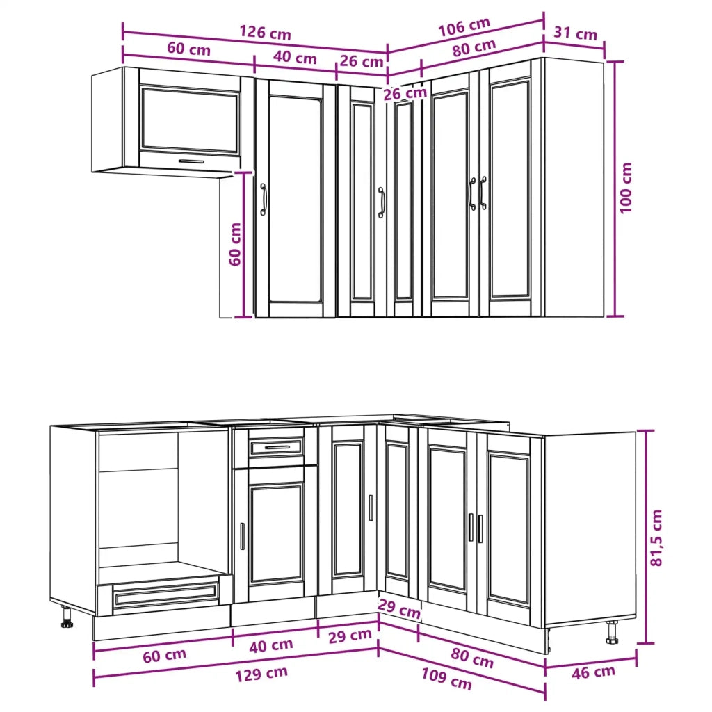 Unità Cucina PORTO 8 pcs Rovere Marrone Legno ingegnerizzato 3438428