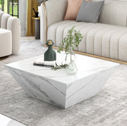 Tavolino da caffè trapezoidale con 2 cassetti 70x70x37 cm MDF bianco