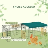 Gabbia per Conigli da Esterno e Interno con Tettuccio in Acciaio, 185x75x50cm, Verde