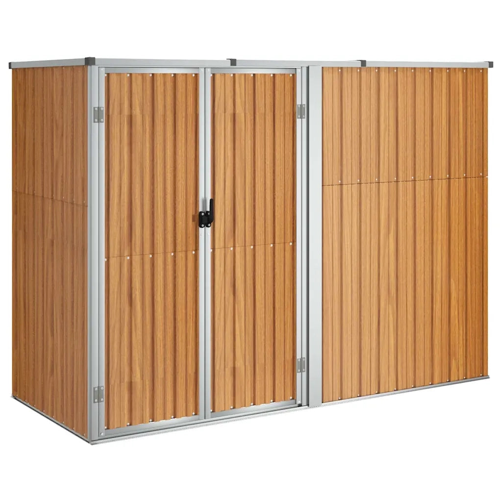 Capanno per Attrezzi-Casetta da Giardino Marrone 225x89x161 cm in Acciaio Zincato