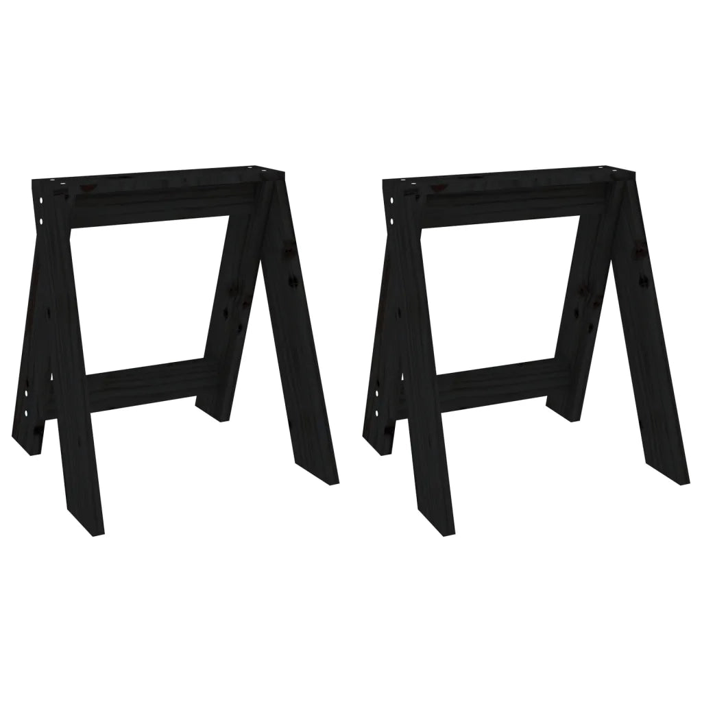 Sgabelli 2 pz Nero 40x40x45 cm in Legno Massello di Pino 823663
