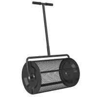 Spandiconcime da 75L in Metallo con Manico Regolabile a T e Maniglia Imbottita, 70x40x112 cm, Nero