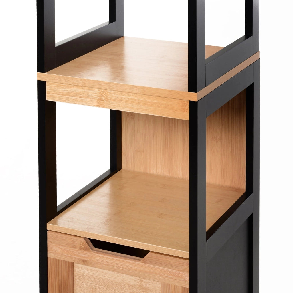 Mobile a Colonna per Bagno 30x30x144,3 cm in Legno MDF e Bambù