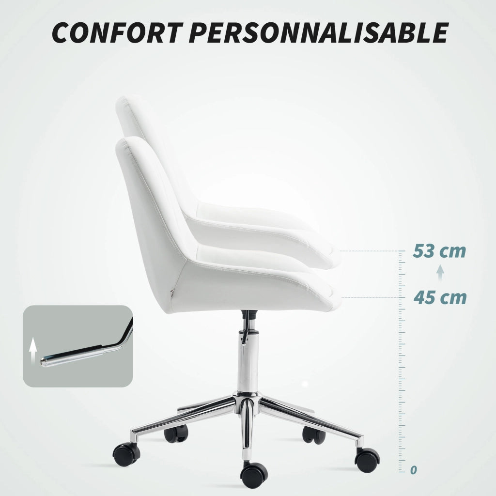 Sedia da ufficio senza braccioli ¨C Xylo ¨C Bianca, altezza regolabile, 52x58x80-90cm