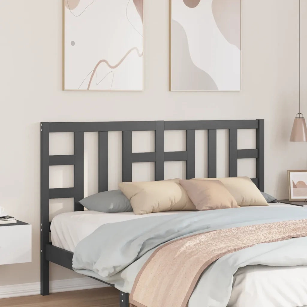 Testiera per Letto Grigia 166x4x100cm in Legno Massello di Pino cod mxl 31752