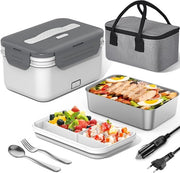 Lunchbox elettrica 100 W per adulti, 3-in-1, 12/24/230 V, con contenitore termico, utensili e sacchetto isolante, impermeabile, 1,8 l, contenitore per pane con cassetti per auto - Fiammato cavo elettrico Euro