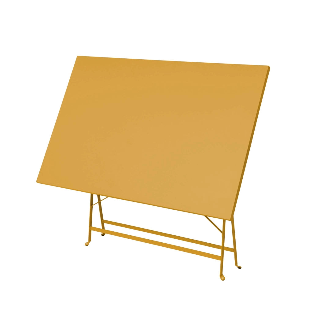 Set tavolo da giardino pieghevole in acciaio con 4 sedie, 110cm, ocra