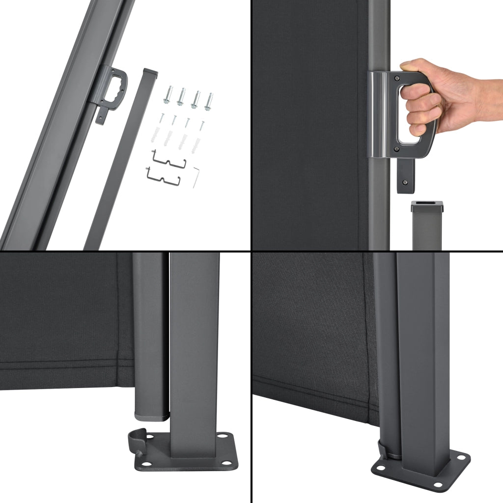 Paravento Estraibile Mulhacén Schermo Solare Verticale Barriera Privacy 160x300 cm Nero pro.tec