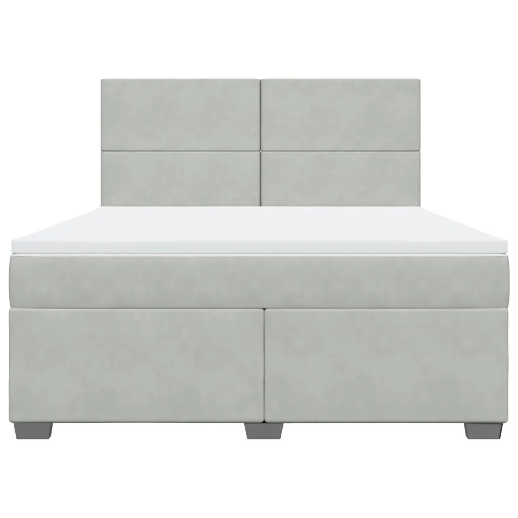 Giroletto a Molle con Materasso Grigio Chiaro 180x200cm Velluto