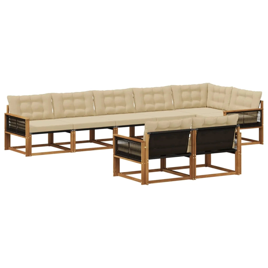 Set di divani da esterno con cuscino 8 pcs Naturale e Beige