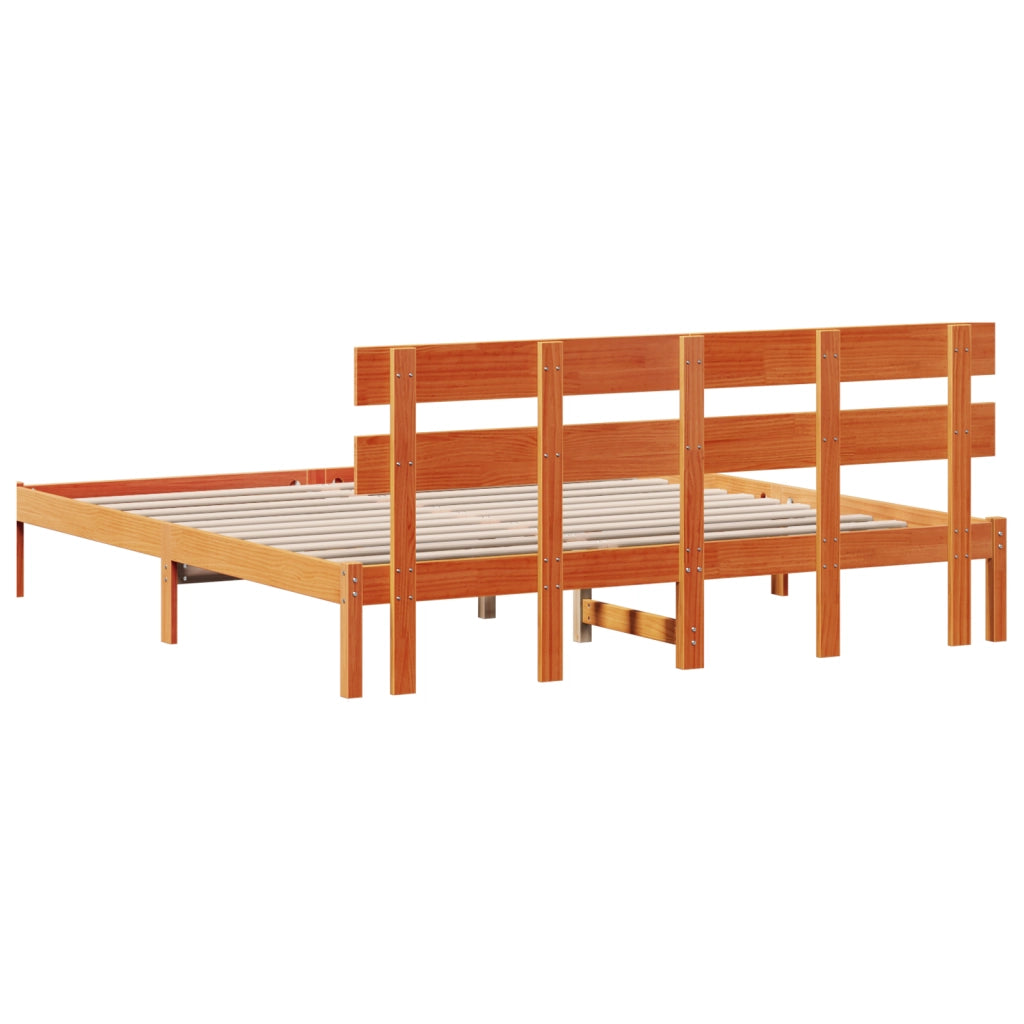 Struttura Letto in Pino Marrone Cerato Marrone Cerato Legno Massello di Pino