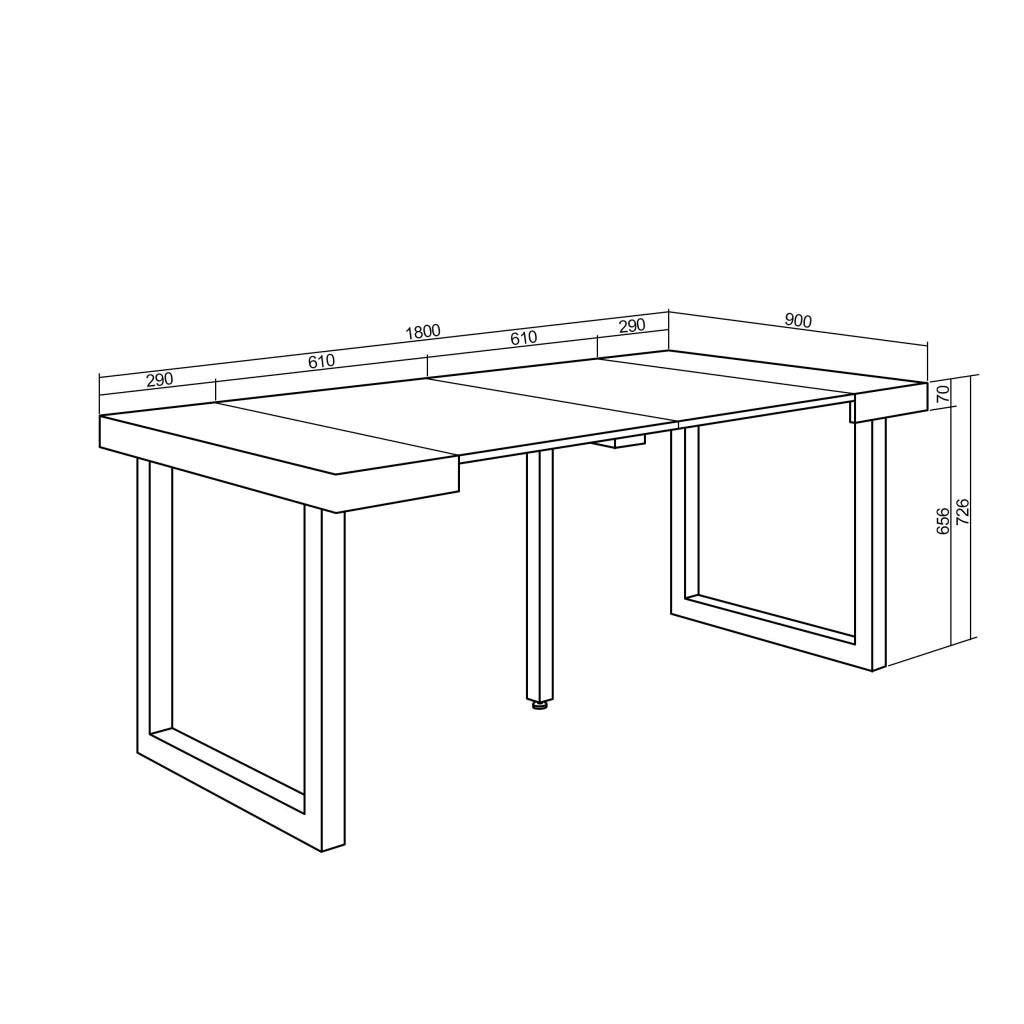 Consolle allungabile, 58 fino 180x90x73cm, Per 8 persone, Gambe in legno, colore Rovere RF2695