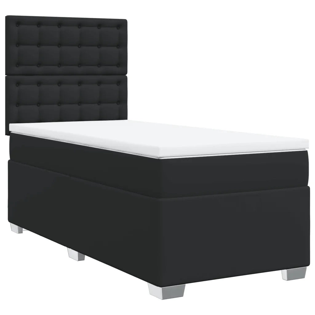 Letto a Molle con Materasso Nero Singolo in Similpelle 3293052