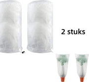 Due coperte invernali per piante - Coperture per piante - per palme, alberi di limone - Protezione invernale per piante - protezione dal gelo - con corda per tirare - bianco ( 100 x 80 cm)