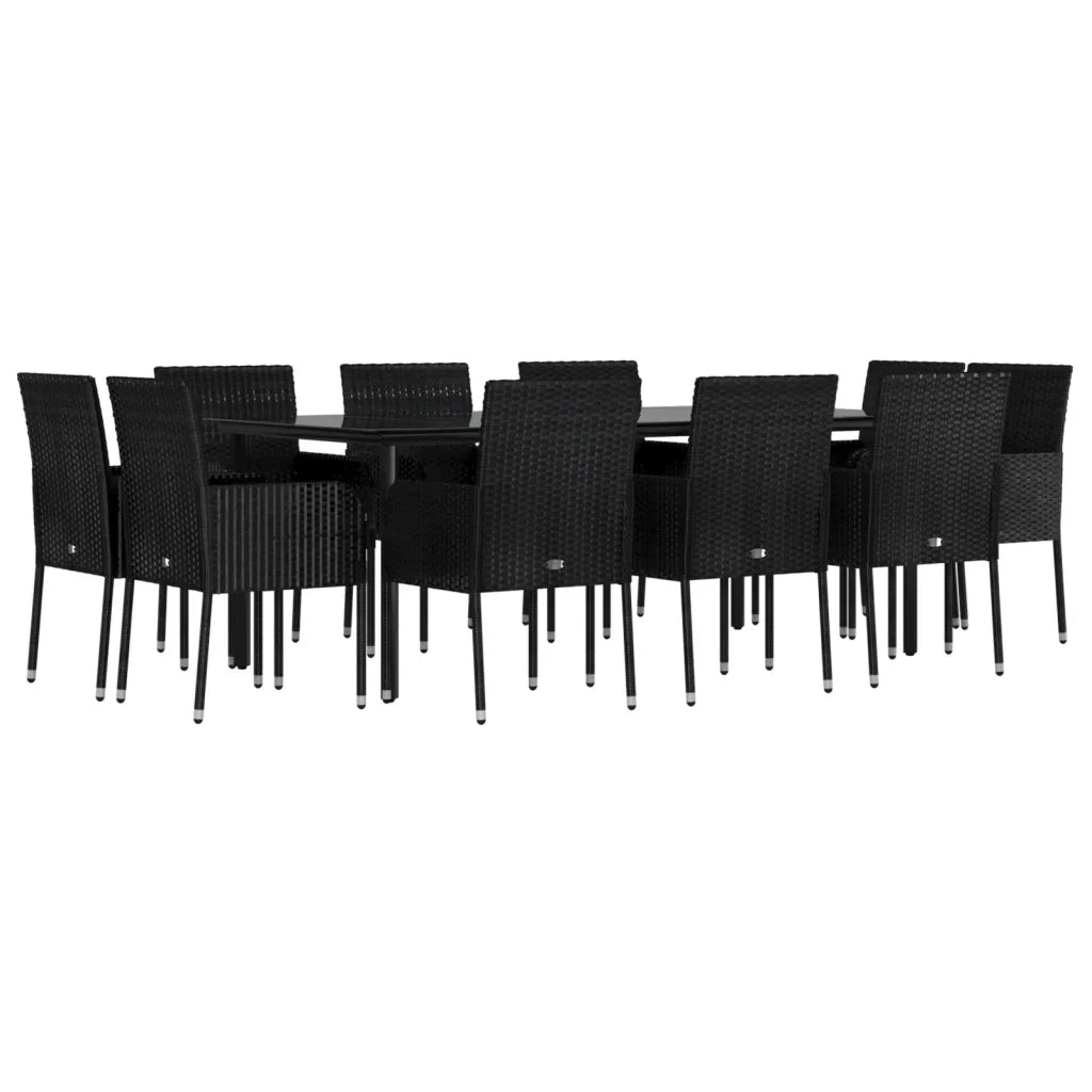 vidaXL Set da Pranzo da Giardino 11 pz con Cuscini in Polyrattan Nero