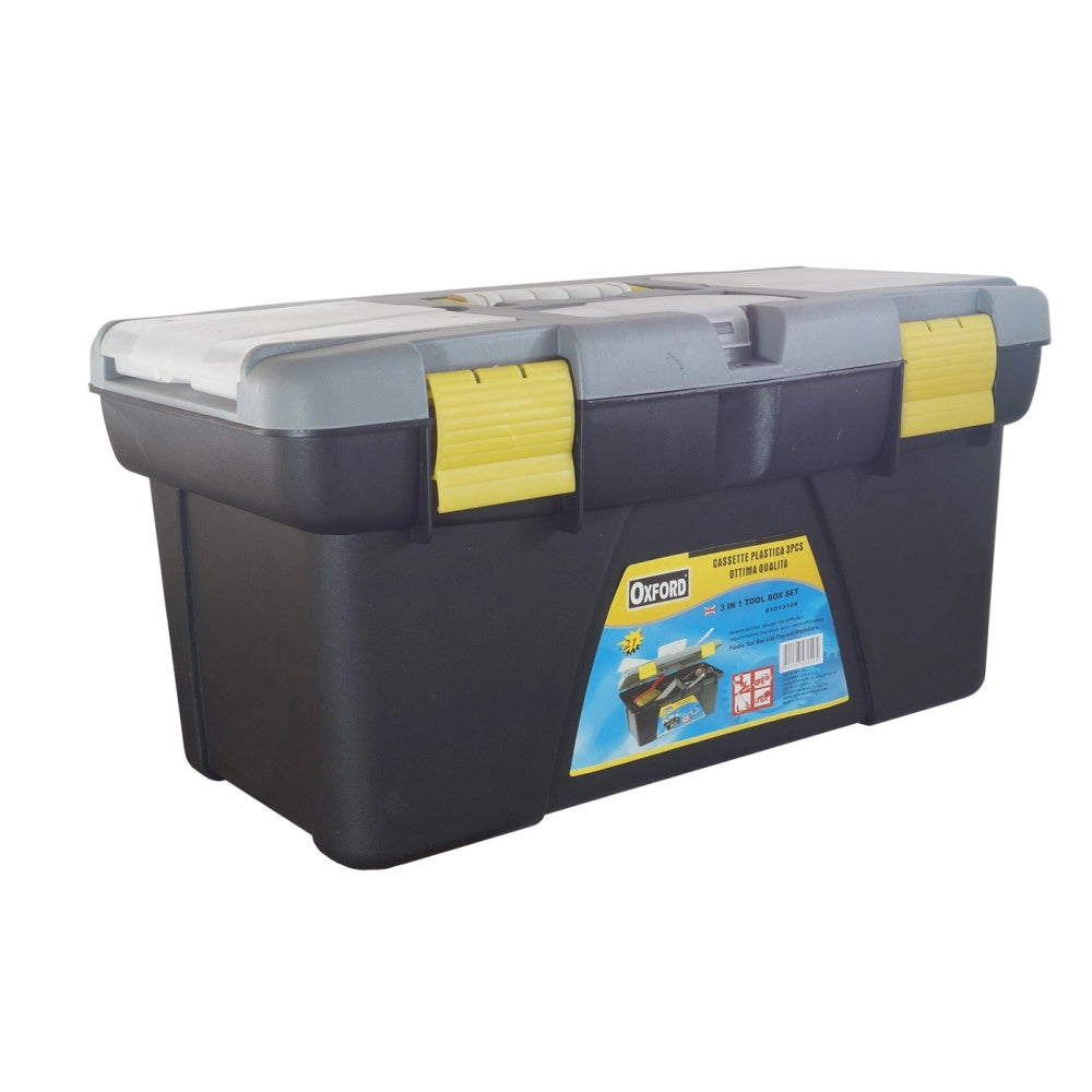 Trade Shop - 3 Pz X Cassetta Cassette Portautensili Porta Attrezzi E Minuterie In Plastica -
