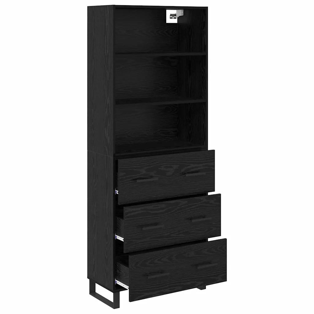 Credenza con cassetto 2 pcs Rovere Nero Legno multistrato