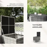 Set da Giardino 4 Pezzi con 2 Divani 2 Posti, Tavolino da Caffè e Tavolino Alto, in Acciaio e Rattan