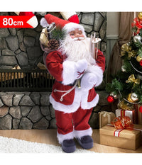 Babbo Natale Classico 80cm In Plastica Vestiti In Tessuto Decorazione Natalizia         