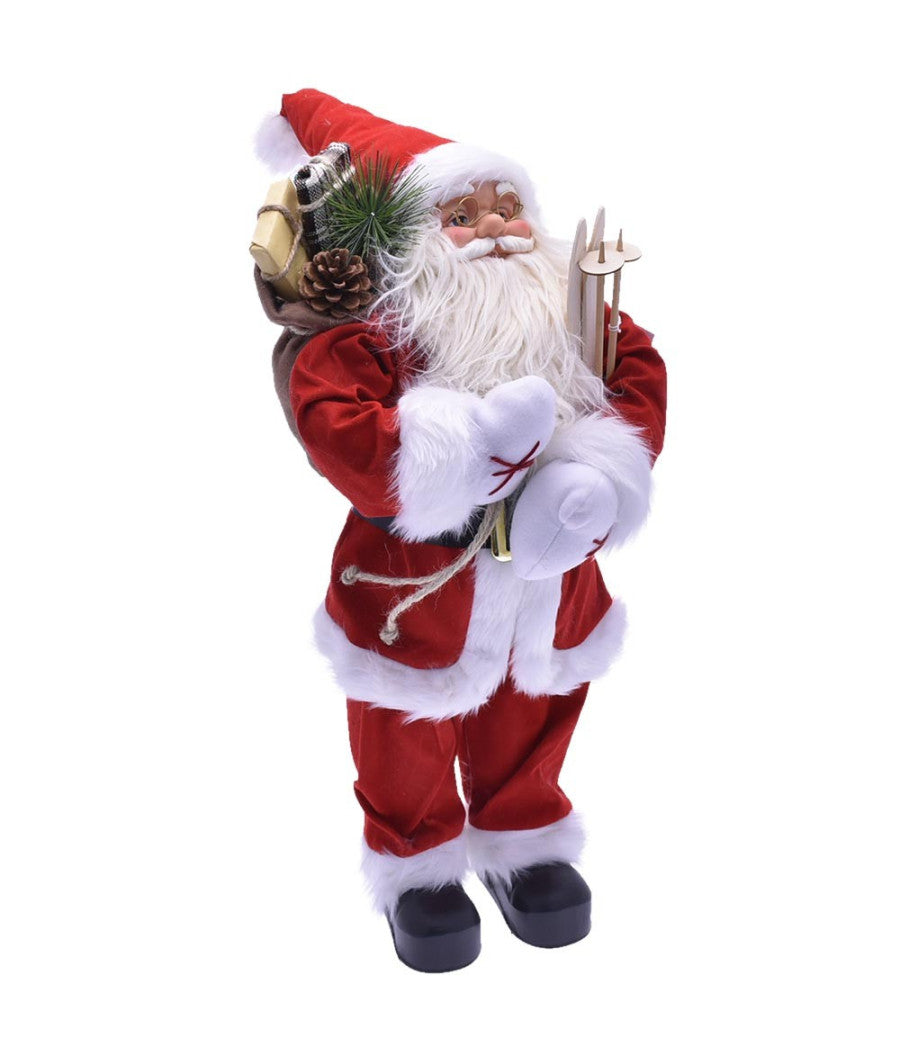 Babbo Natale Classico 80cm In Plastica Vestiti In Tessuto Decorazione Natalizia         
