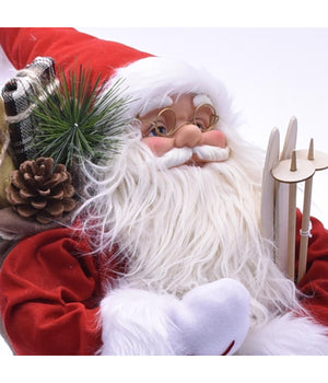 Babbo Natale Classico 80cm In Plastica Vestiti In Tessuto Decorazione Natalizia         