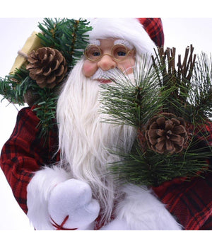 Babbo Natale Elegante 80cm In Plastica Vestiti In Tessuto Decorazione Natalizia         