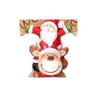 Babbo natale led resina con renna e pupazzo cm 27,5x20h48