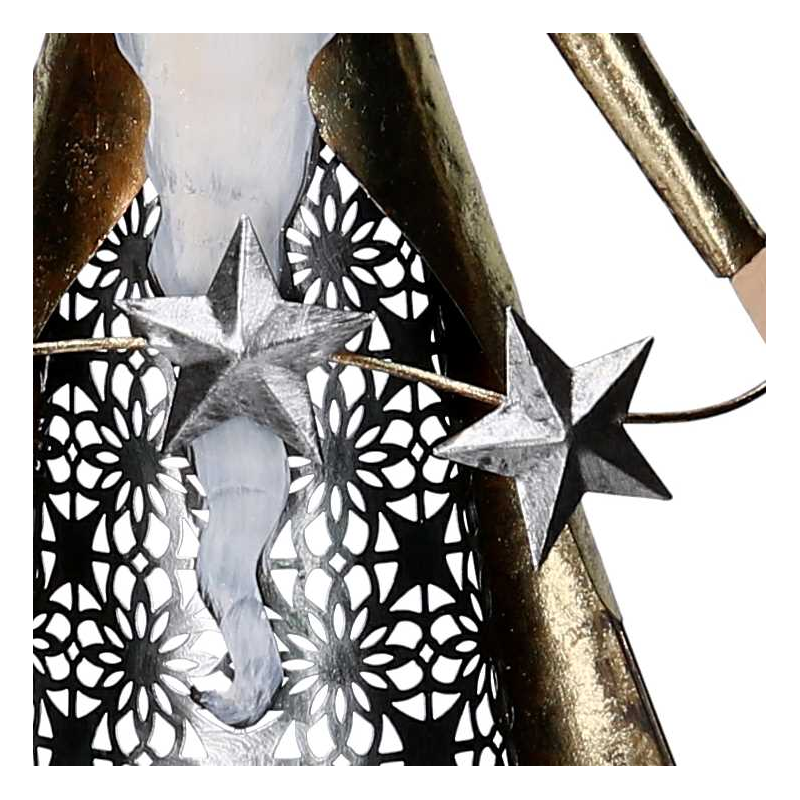 Babbo natale metallo con stelle argentoe oro cm30,5x10,8h76,2