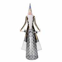 Babbo natale metallo con stelle argentoe oro cm30,5x10,8h76,2