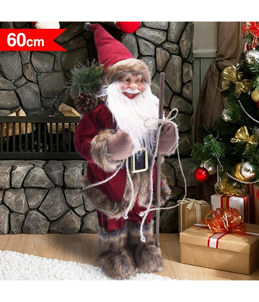 Babbo Natale Nordico 60cm In Plastica Vestiti In Tessuto Decorazione Natalizia         