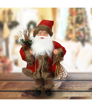 Babbo Natale Nordico In Plastica Vestiti In Tessuto 40cm Decorazione Natalizia         