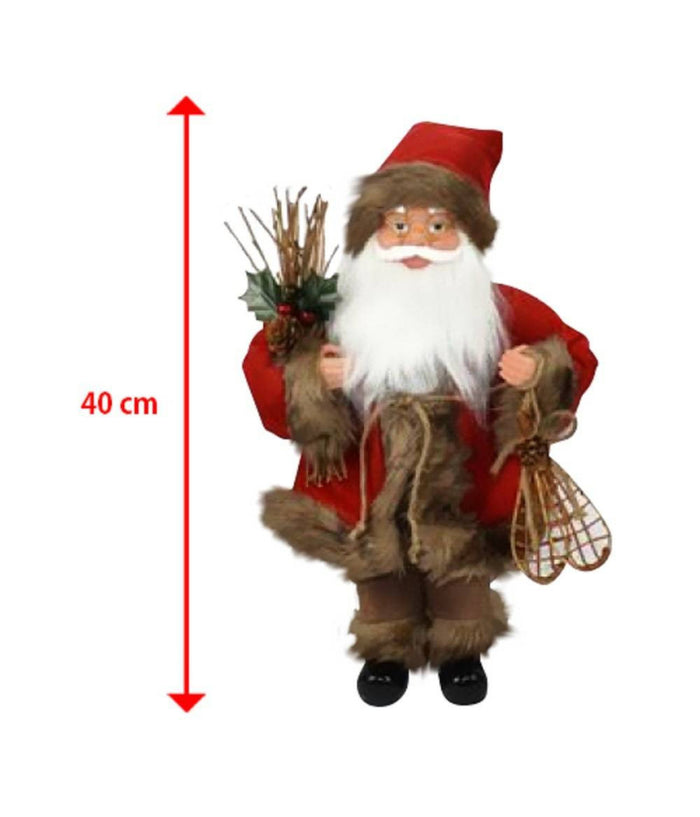 Babbo Natale Nordico In Plastica Vestiti In Tessuto 40cm Decorazione Natalizia         