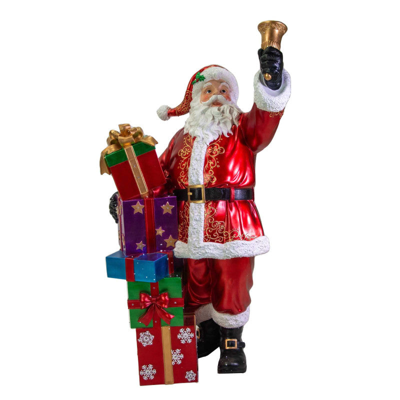 Babbo natale resina con regali e led rosso cm 90x60h152