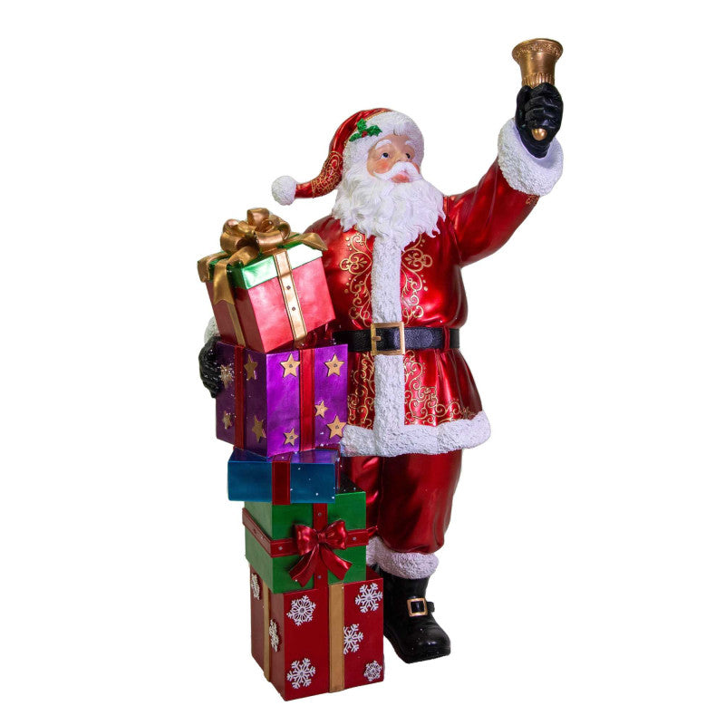 Babbo natale resina con regali e led rosso cm 90x60h152