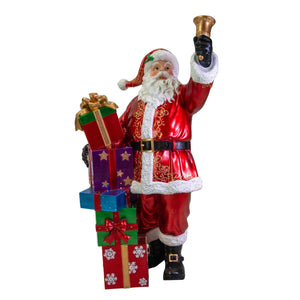 Babbo natale resina con regali e led rosso cm 90x60h152