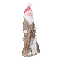Babbo natale resina tronco innevato conled marrone cm 23,5x16,5h58