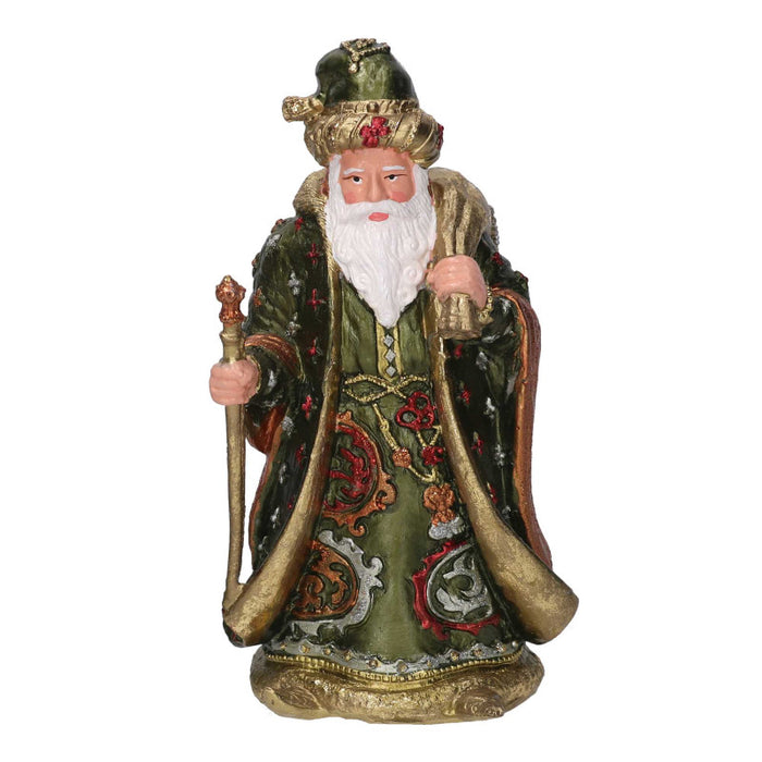 Babbo natale resina verde oliva cm 12x10h20