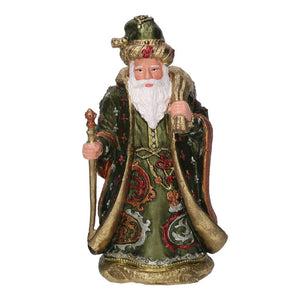 Babbo natale resina verde oliva cm 12x10h20