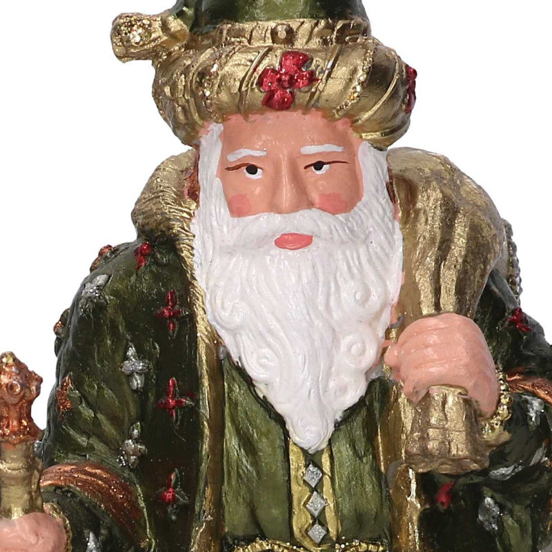 Babbo natale resina verde oliva cm 12x10h20