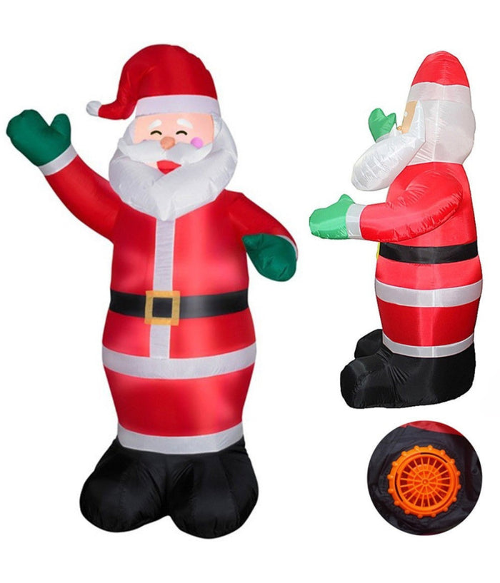 Babbo Natale Santa Claus Gonfiabile Con Pompa Aria Integrata 90x60x40cm         
