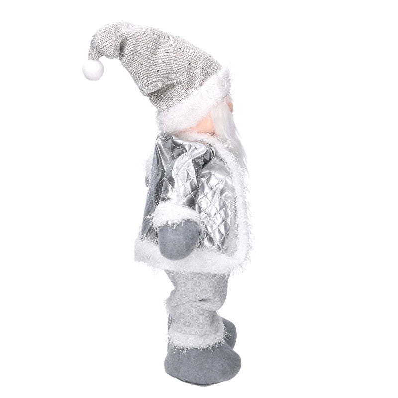 Babbo natale tessuto bianco grigio cm 29x10h48