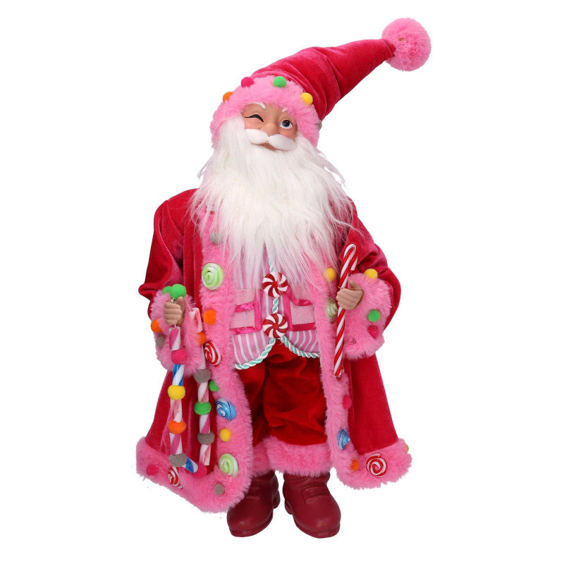 Babbo natale tessuto caramelle rosa cm 23x13h45