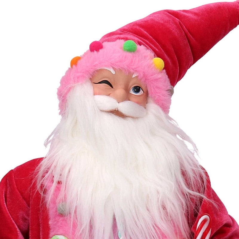 Babbo natale tessuto caramelle rosa cm 23x13h45