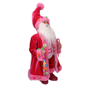 Babbo natale tessuto caramelle rosa cm 23x13h45