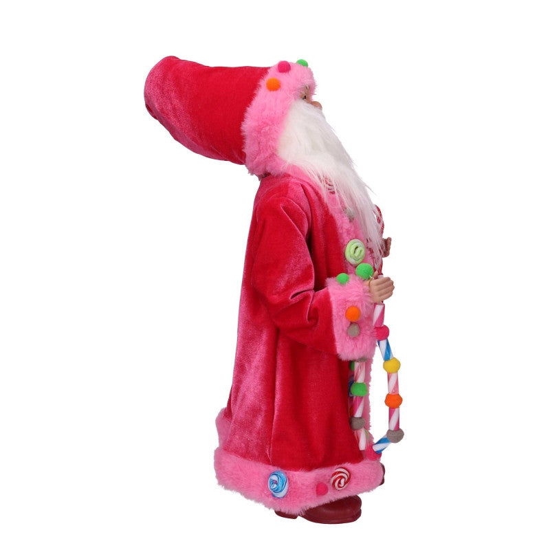 Babbo natale tessuto caramelle rosa cm 23x13h45