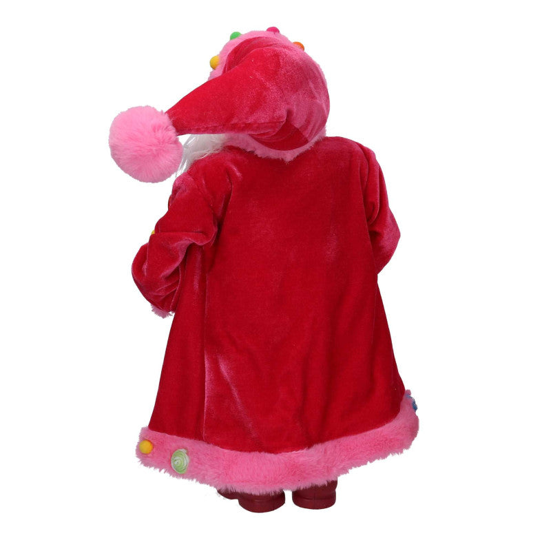 Babbo natale tessuto caramelle rosa cm 23x13h45