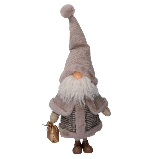 Babbo natale tessuto con sacco grigio cm 36x19h62